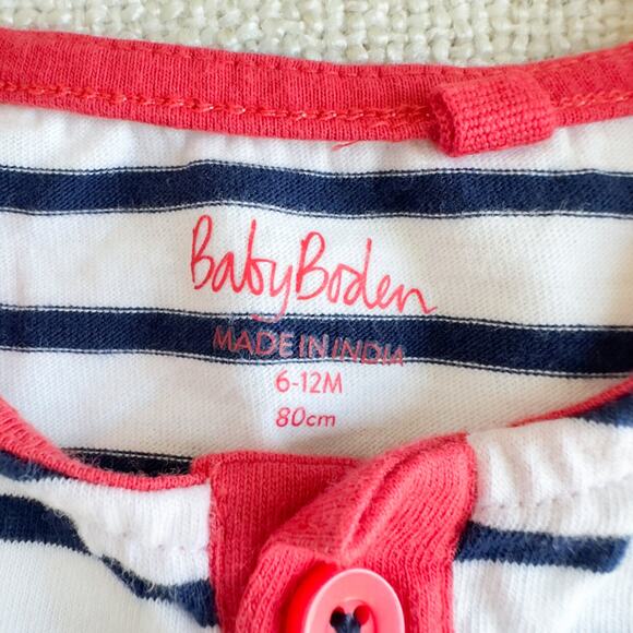 Baby Boden Navy and White Striped Romper VGUC 6-12mo - Picture 5 of 5